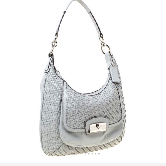 Coach Kristen Hobo shoulder bag woven leather like new - Picture 3 of 17